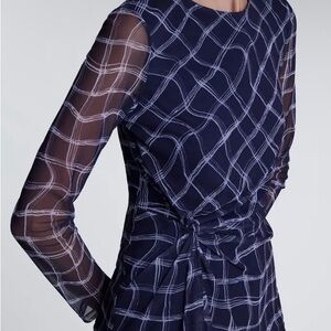 Kenneth Cole Knot Waist Check Top